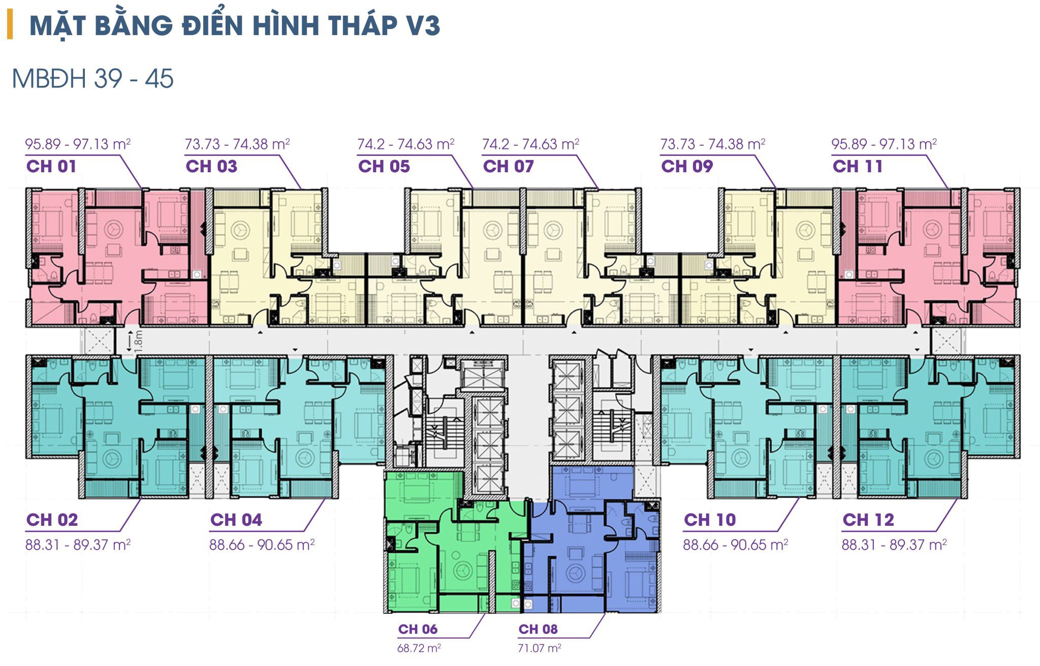 mặt bằng tầng 39 - 45 the terra an hưng