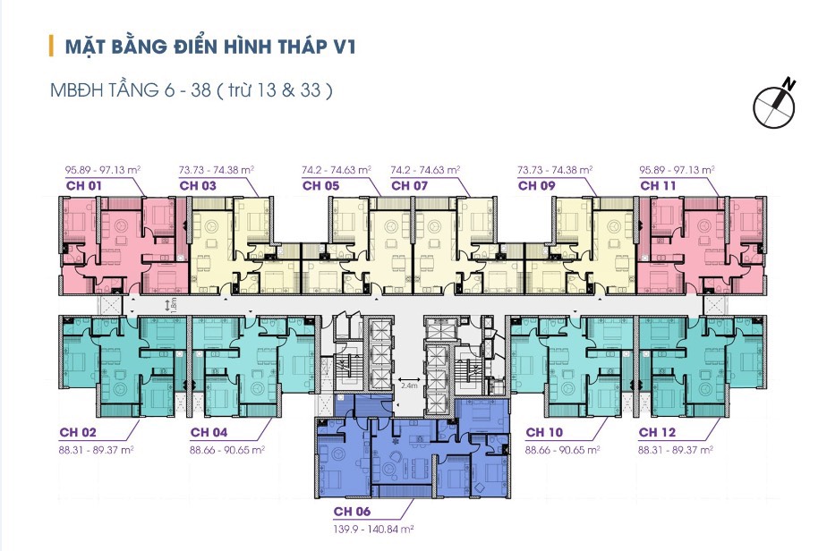 mặt bằng tòa V1 The Terra An Hưng