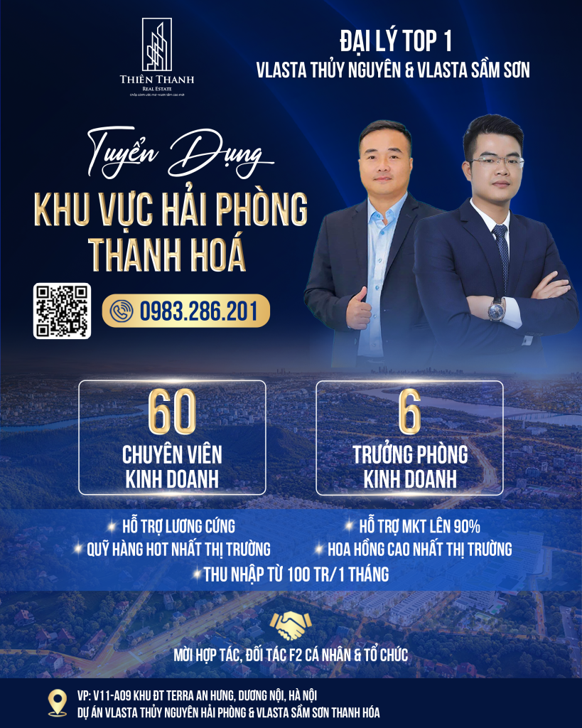 Địa ốc thiên thanh tuyển dụng 6 trưởng phòng kinh doanh