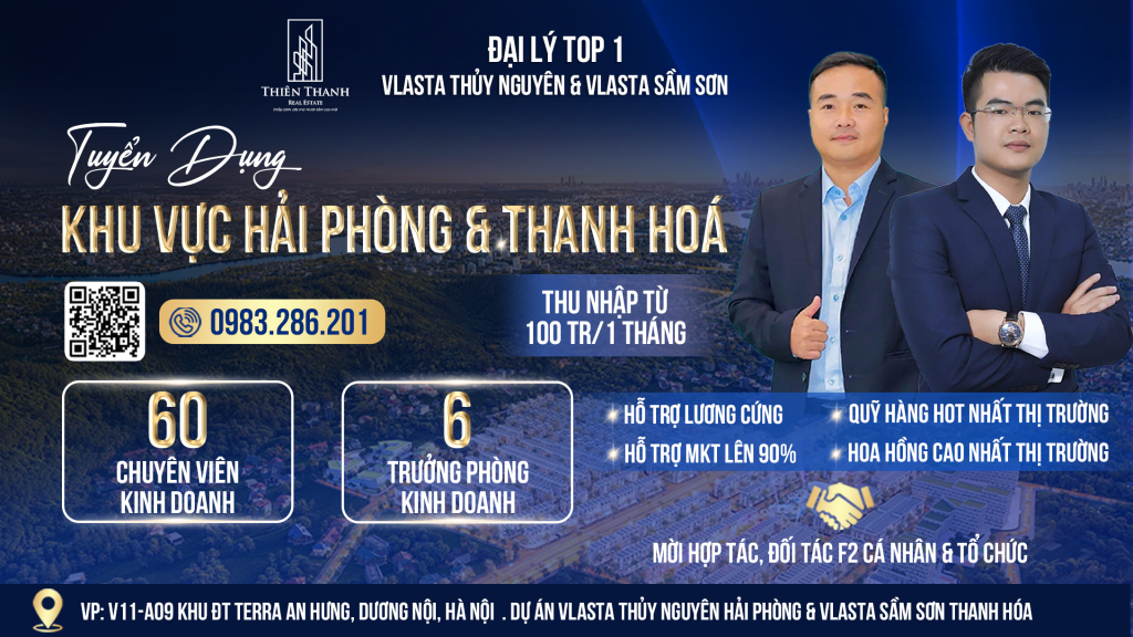 Địa ốc thiên thanh tuyển dụng 6 trưởng phòng kinh doanh